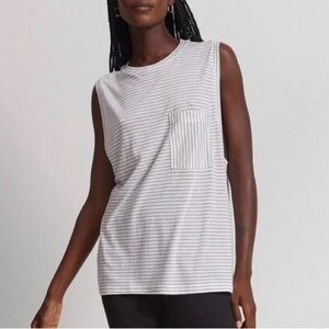 Lunya Cooldown Pima Cotton Striped Muscle Tank